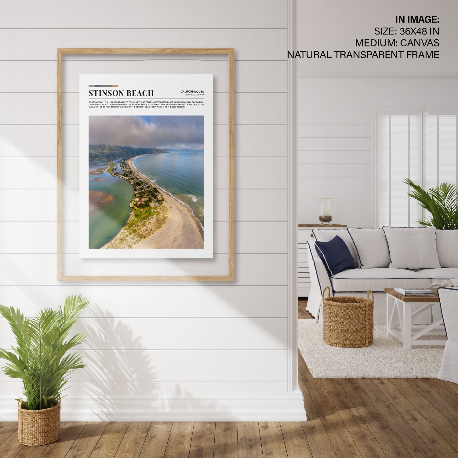 Hampton,Style,Living,Room,Interior,With,Frame,Mockup,,3d,Render