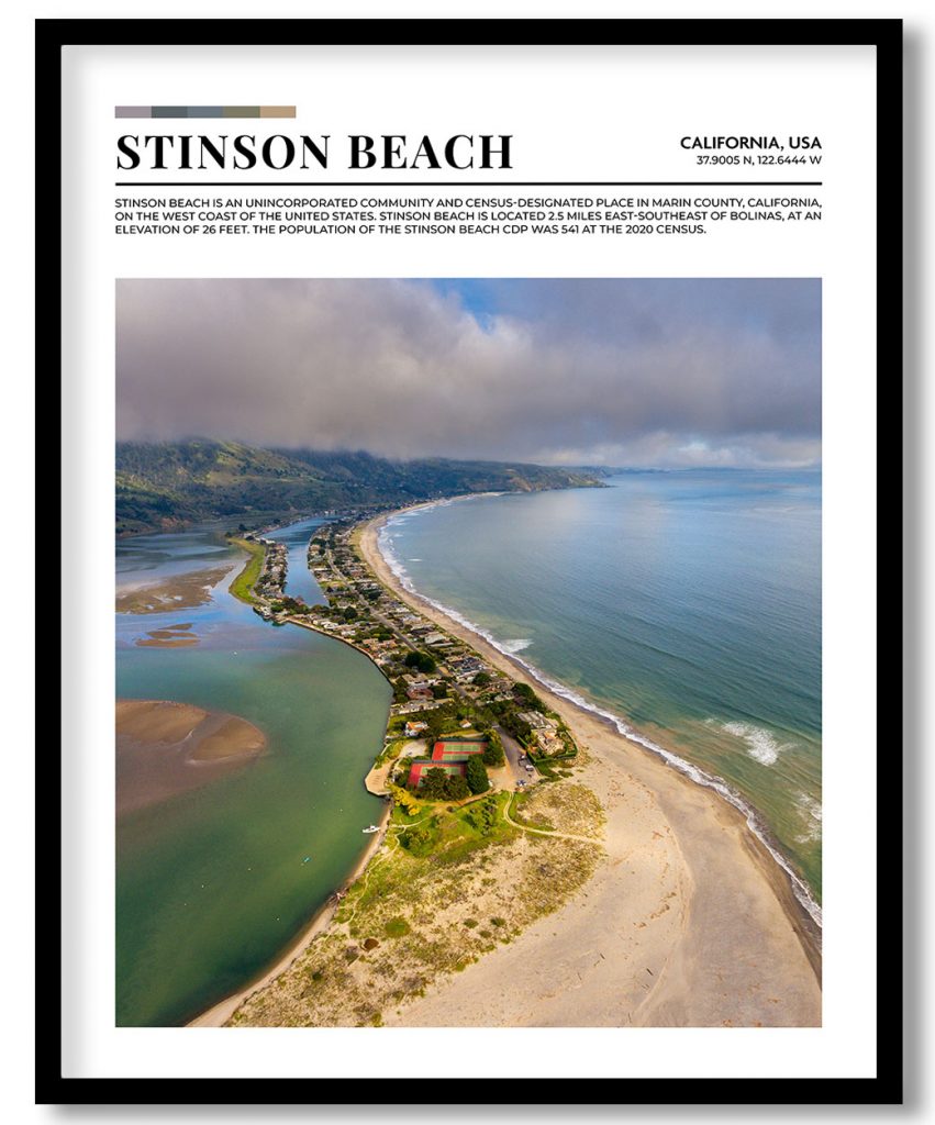 Stinson Beach, California, USA pantone poster