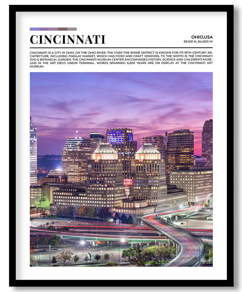 Cincinnati, Ohio,USA pantone poster