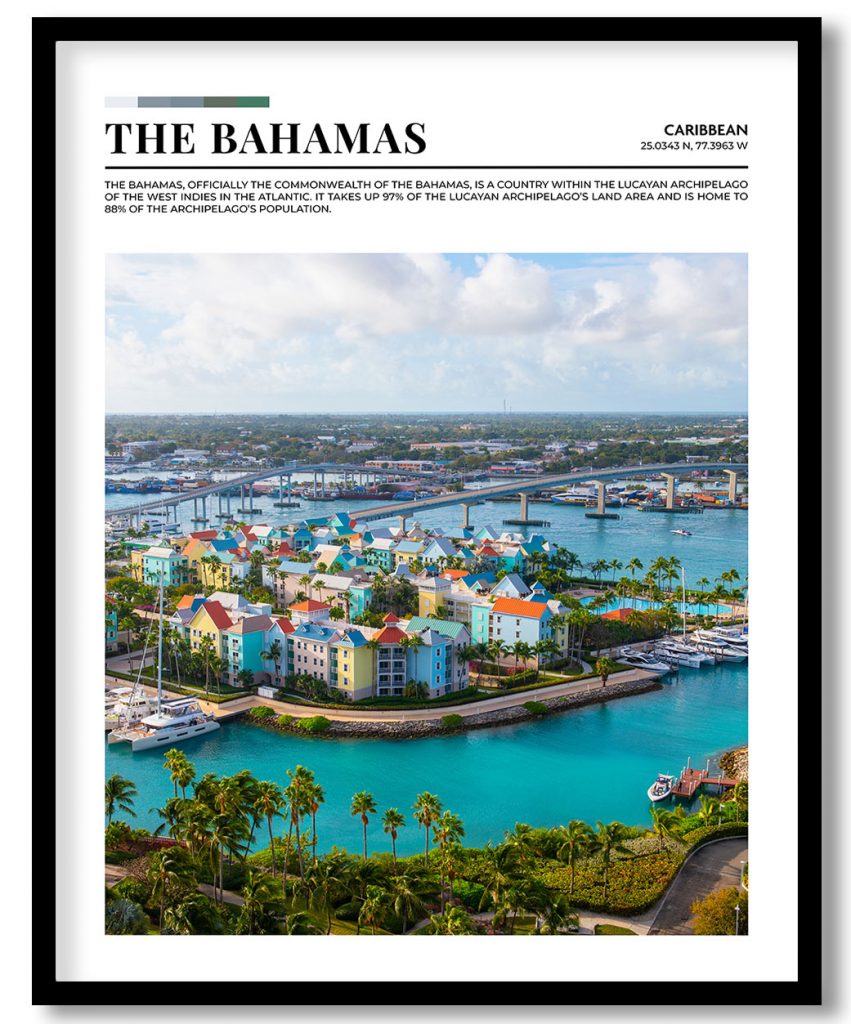 The Bahamas, Caribbean pantone poster
