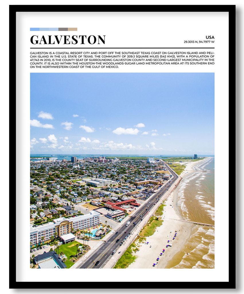 Galveston, USA pantone poster