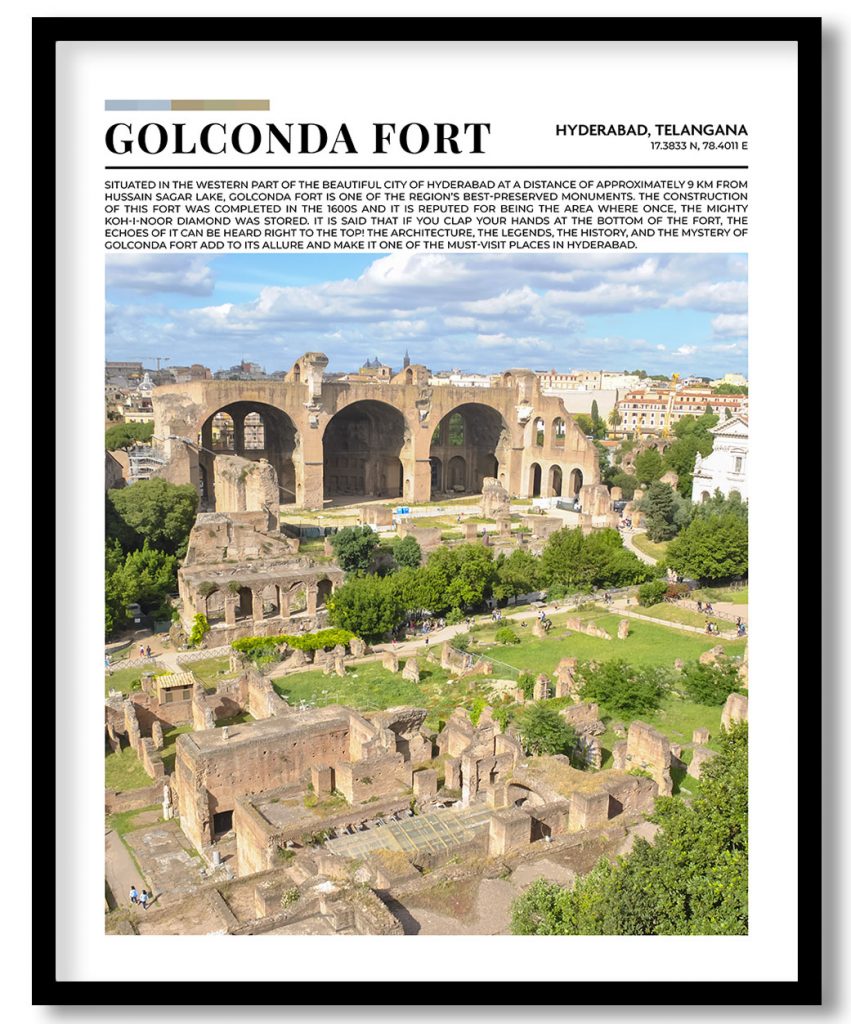 Golconda Fort, India pantone poster