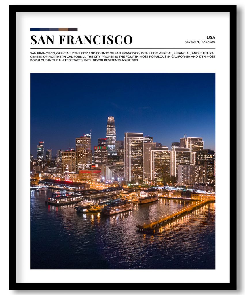 San Francisco, USA pantone poster