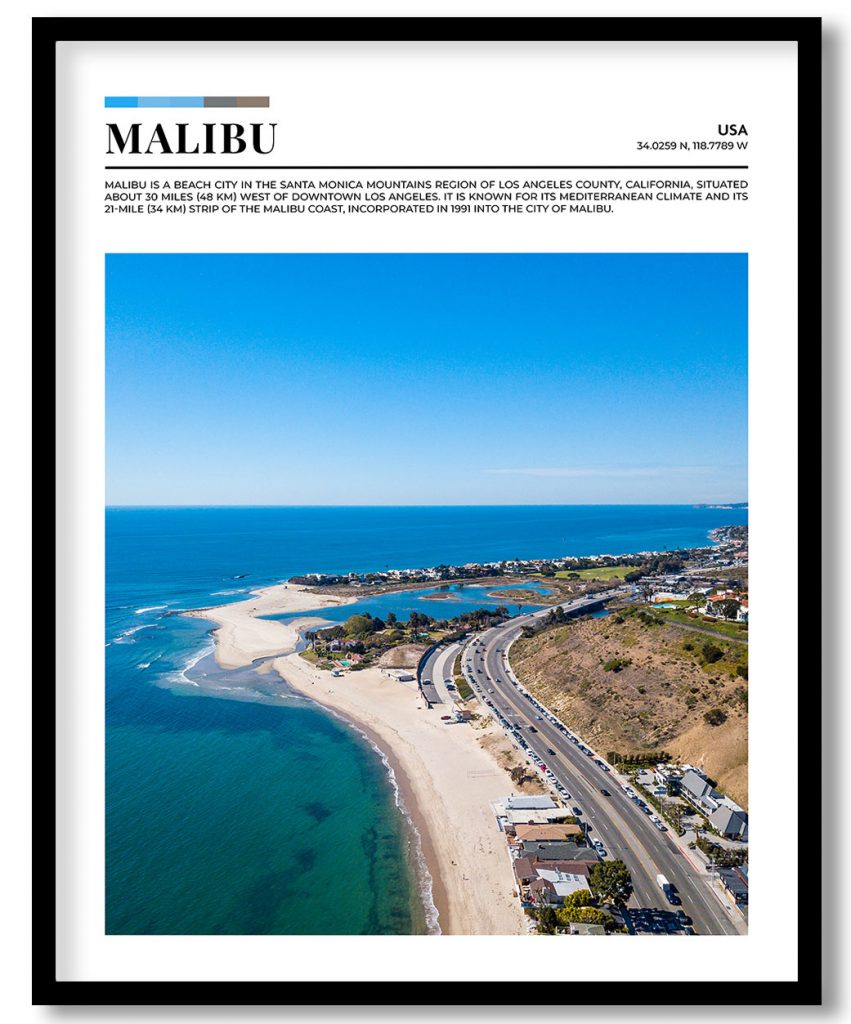 Malibu, USA pantone poster