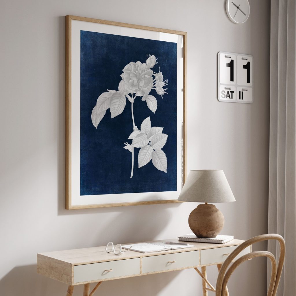 Botanical White Rose Specimen – Wall Hanging