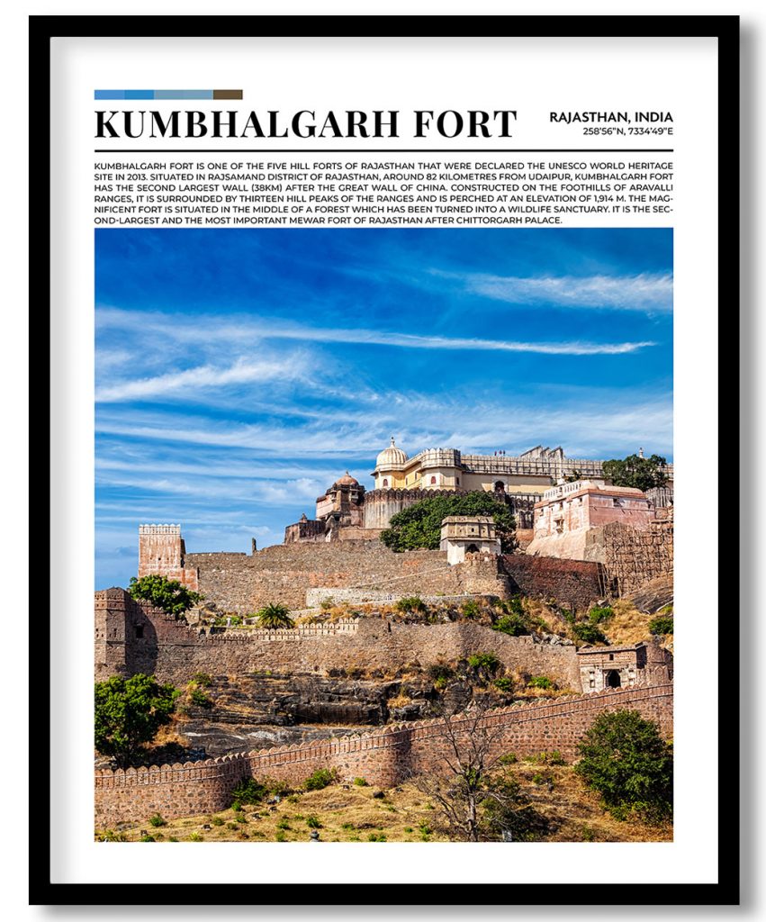 Kumbhalgarh Fort, India pantone poster