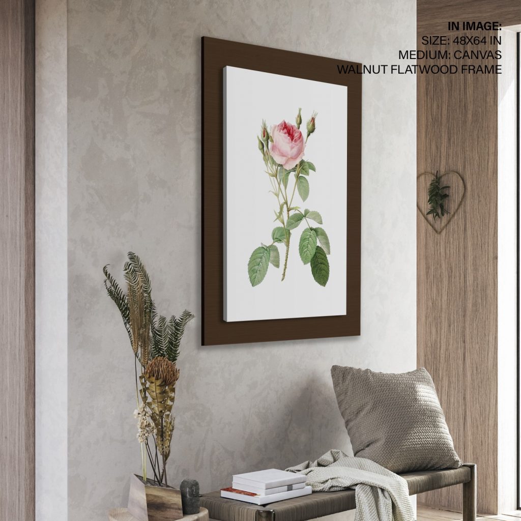 Botanical Pink Rose Buds Leaves 2 – Wall Decor