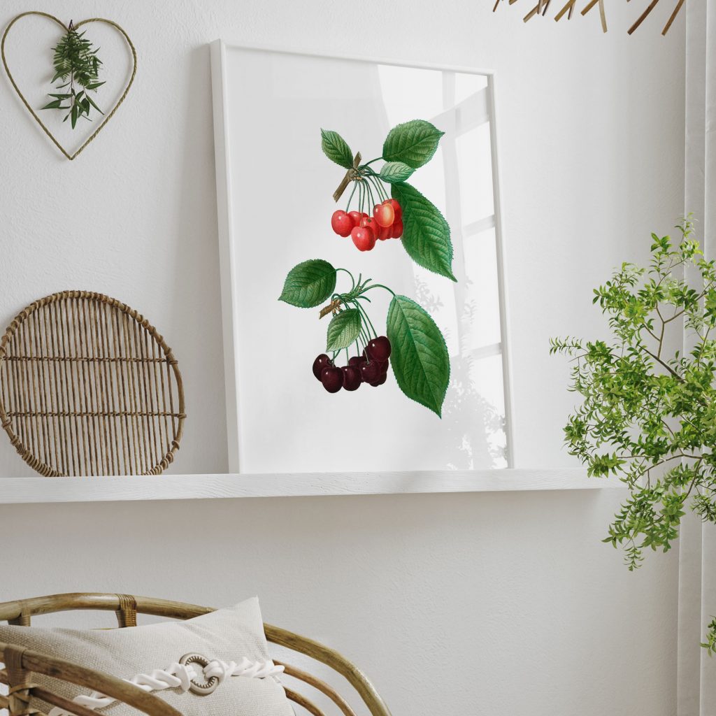 Botanical Red and Dark Cherry Branches – Wall Art