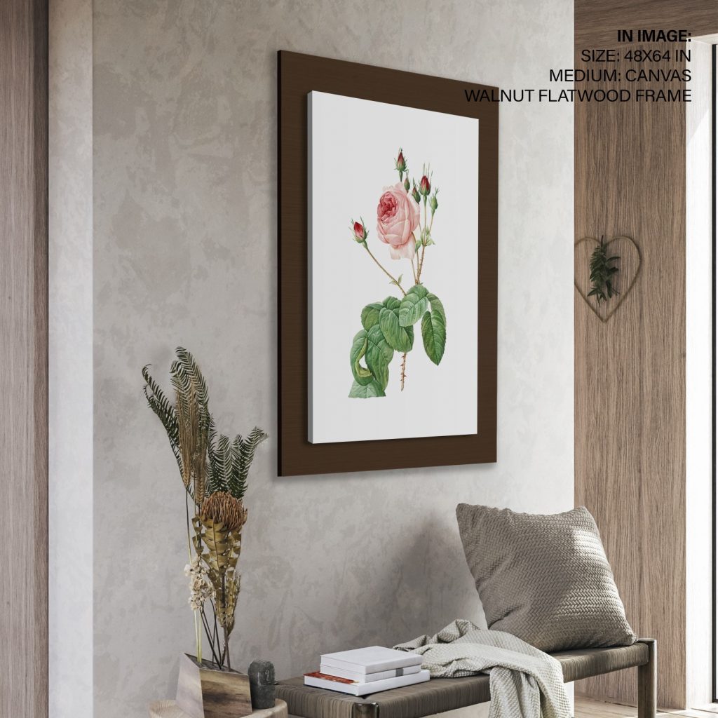 Botanical Pink Rose Buds Leaves Exquisite – Home Decor