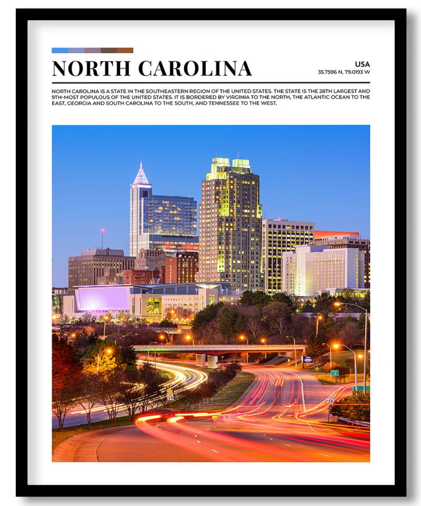 North Carolina, USA pantone poster