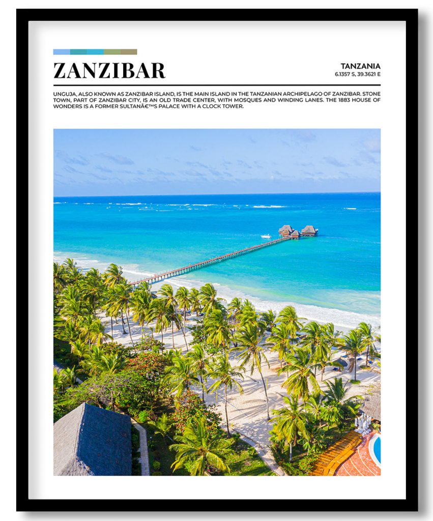 Zanzibar, Tanzania pantone poster