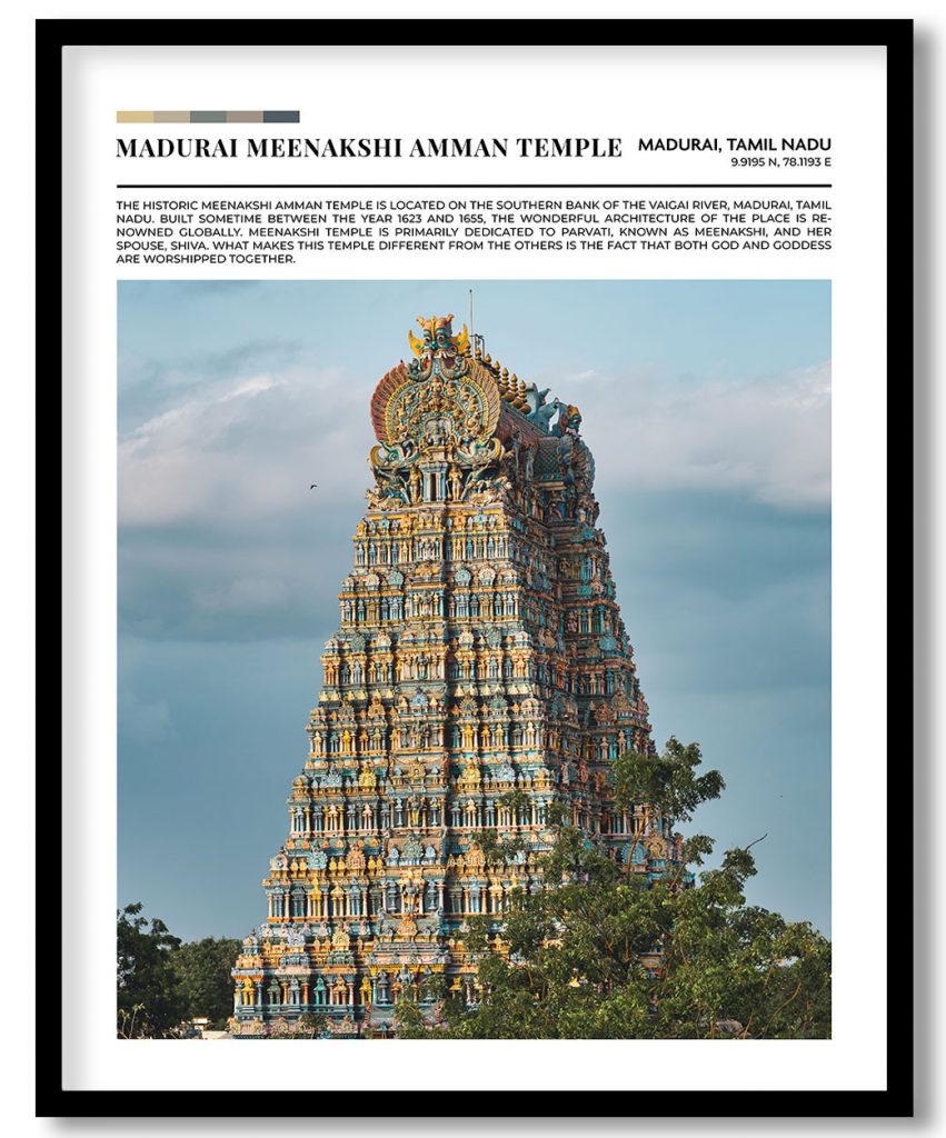 Madurai Meenakshi Amman Temple, India pantone poster
