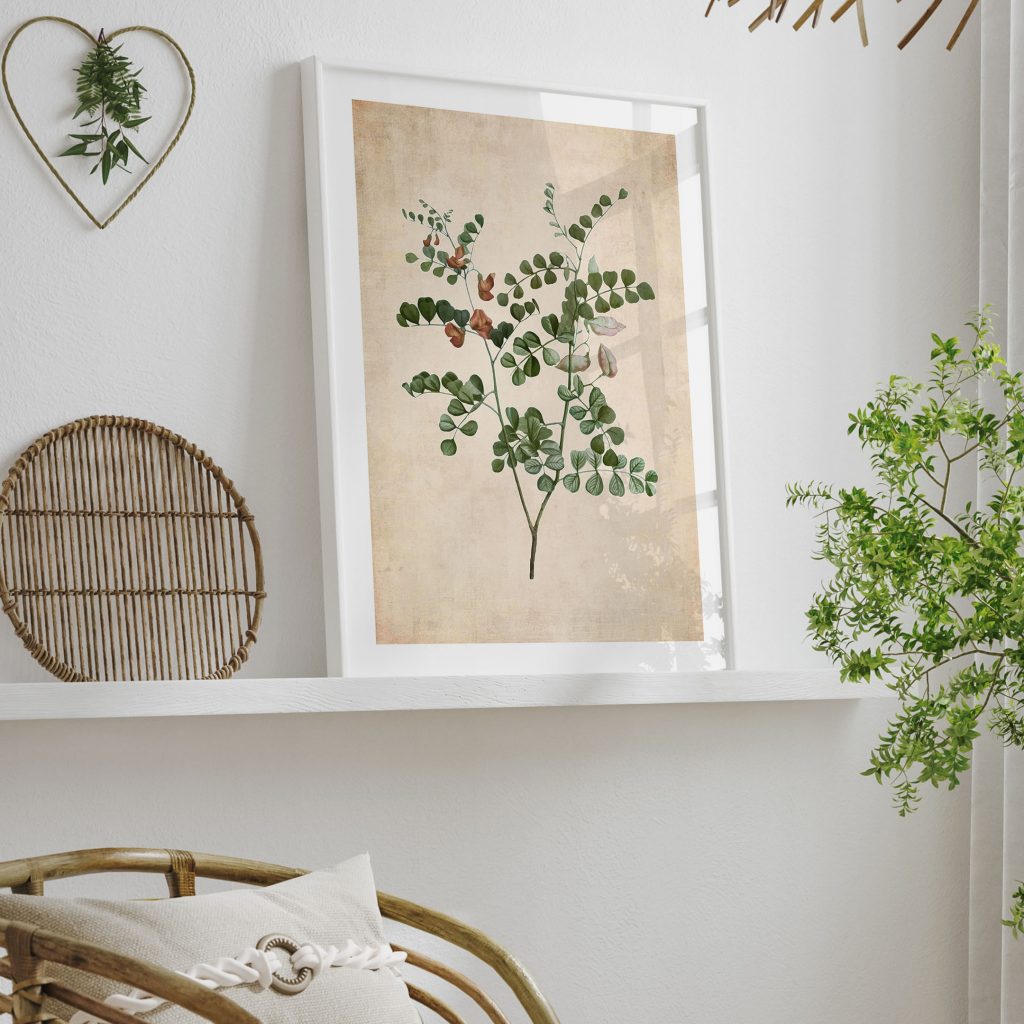 Botanical Plant with Red Flowers – Wall Art