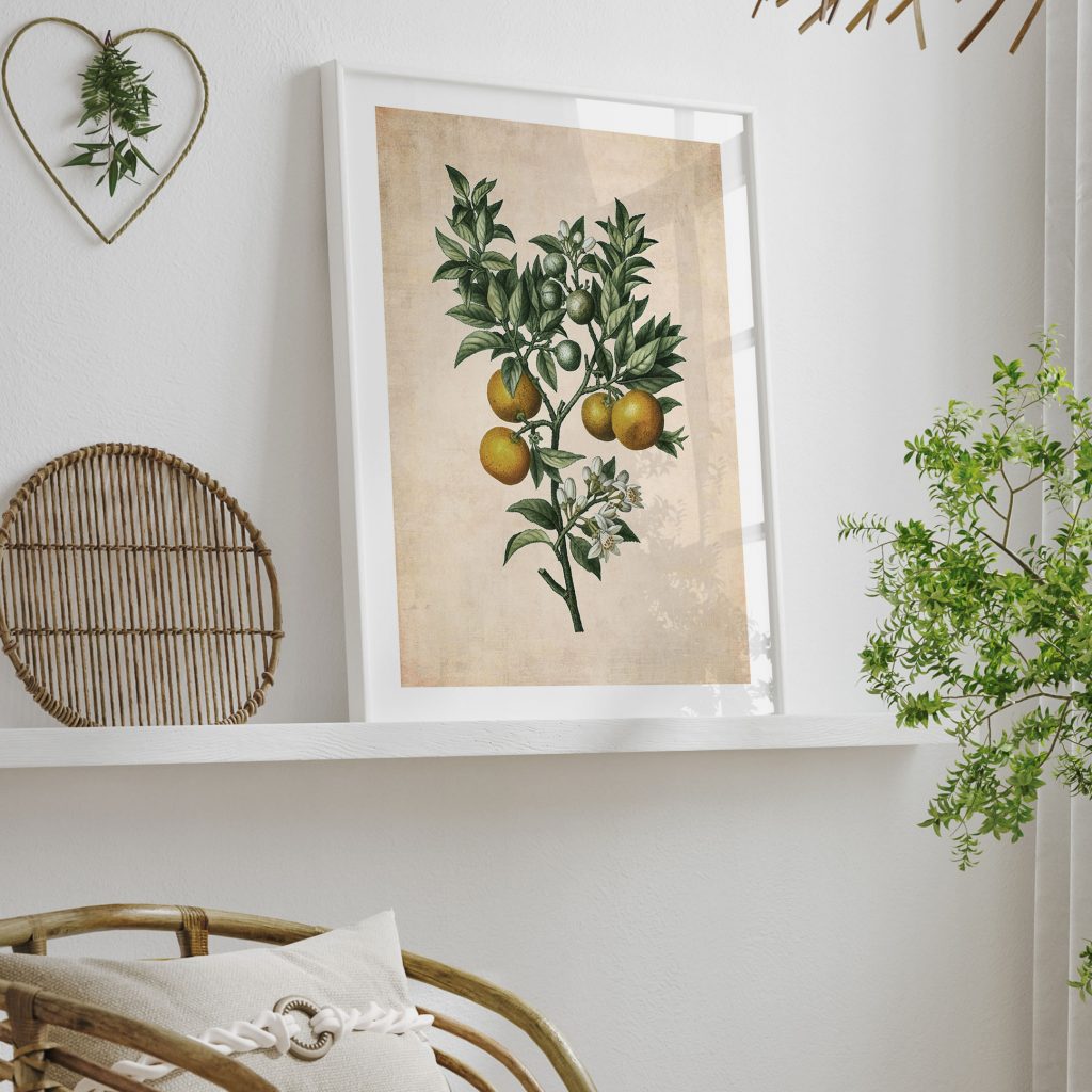 Botanical Orange Tree and Flowers – Wall Painting
