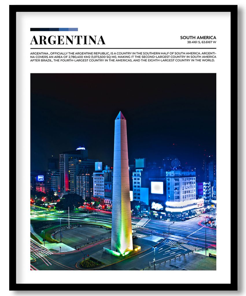 Argentina, South America pantone poster