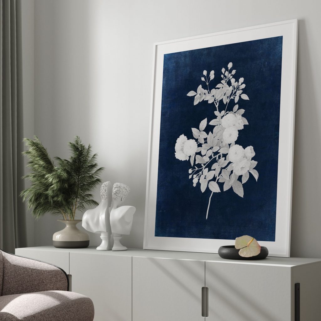 Botanical White Rose Spray – Wall Hanging