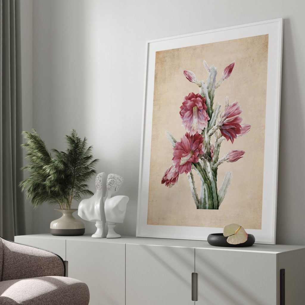 Botanical Pink and Red Cactus – Wall Art