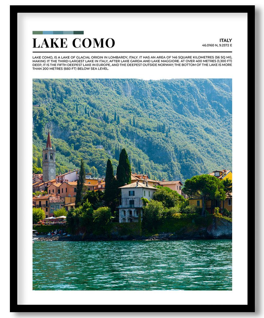 Lake Como, Italy pantone poster