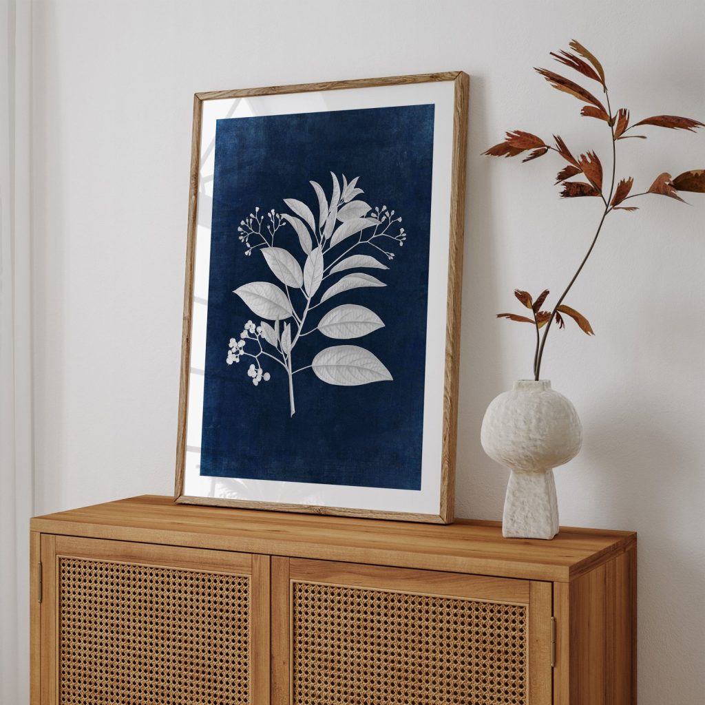 Botanical White Leaves and Berries – Wall Hanging