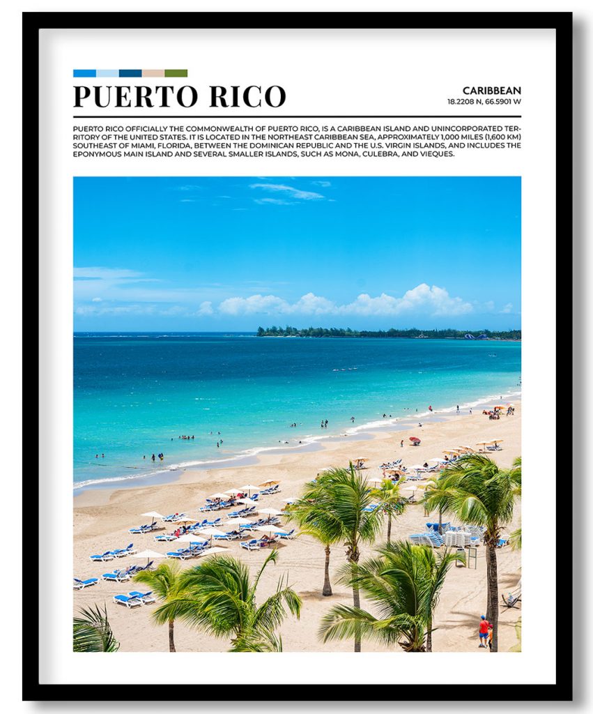 Puerto Rico, Caribbean pantone poster