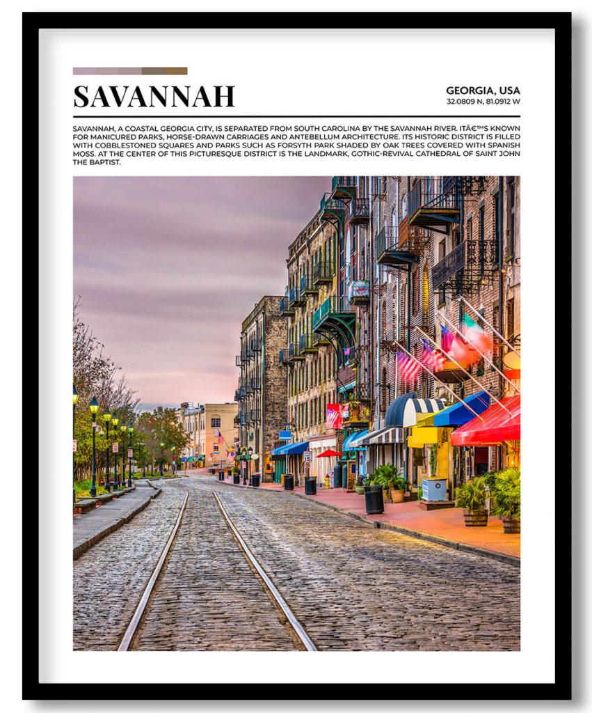 Savannah, Georgia, USA pantone poster