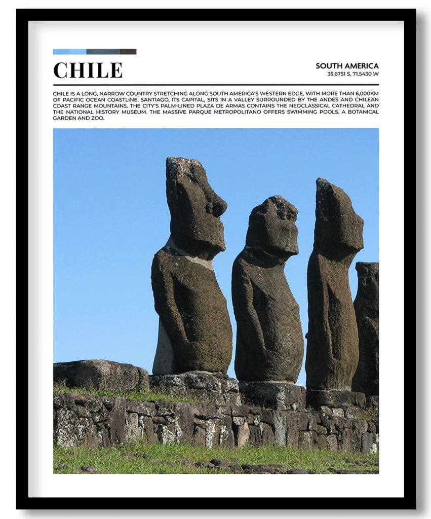 Chile, South America pantone poster