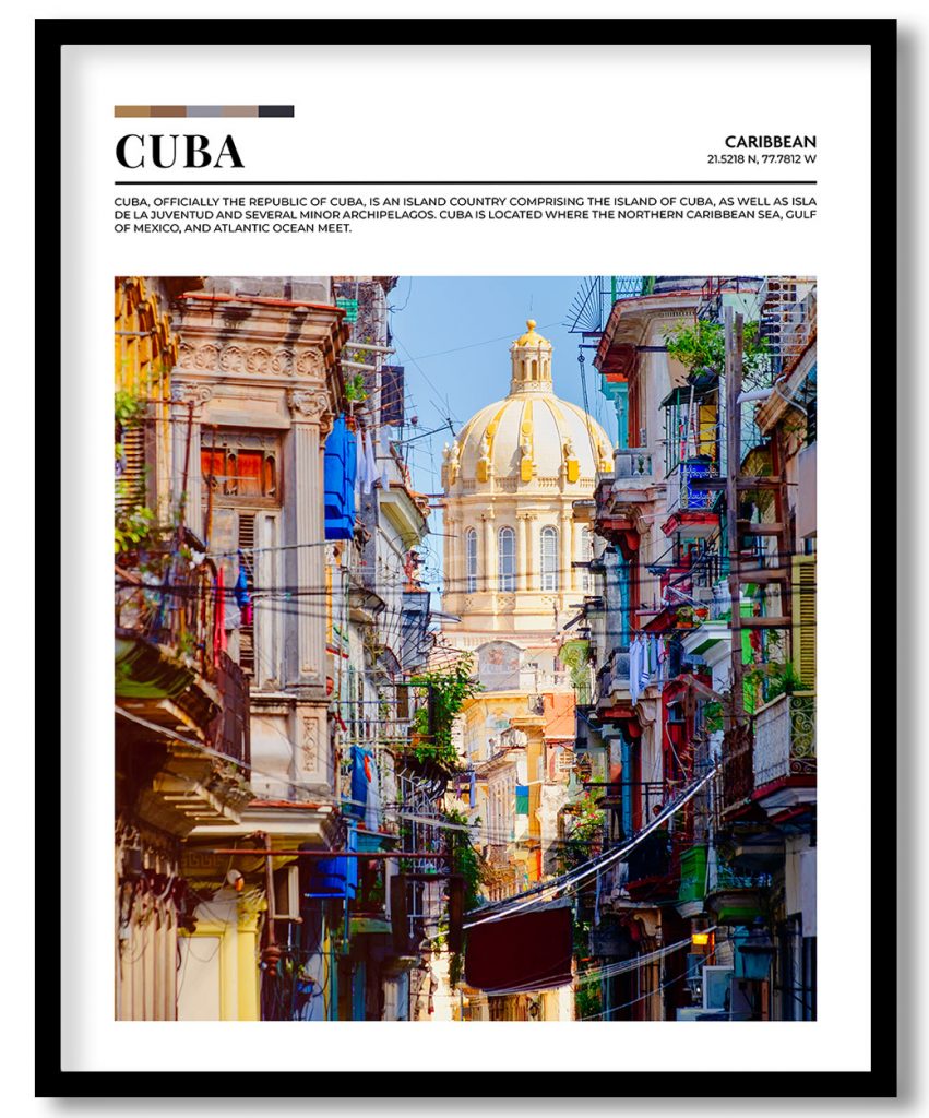 Cuba, Caribbean pantone poster
