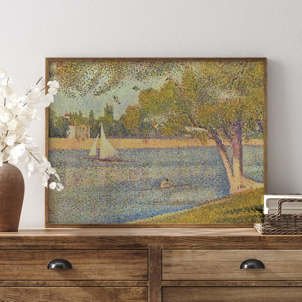 The river seine at la grande jatte by Georges Seurat (1888)