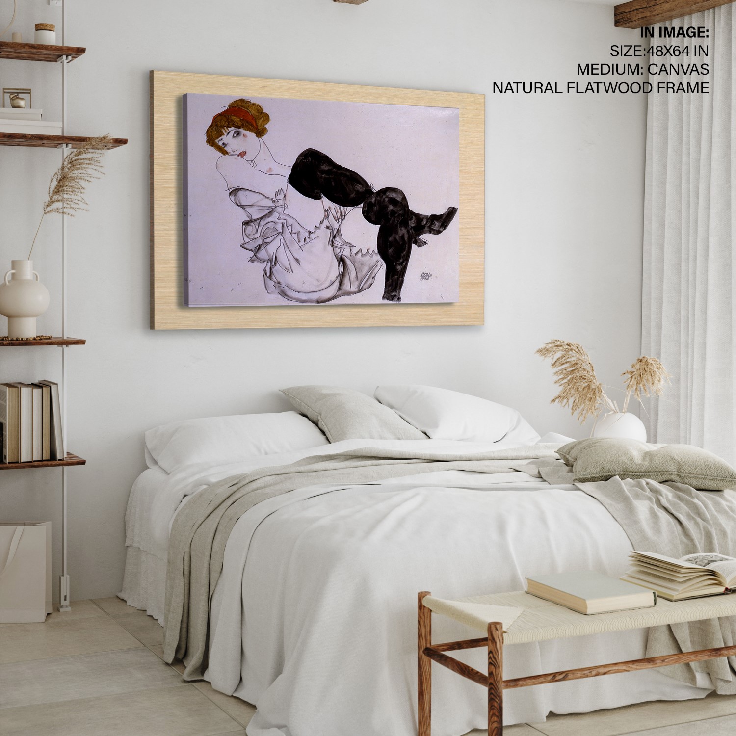 Wall Art | Woman in black stockings by Egon Schiele (1913) | Small