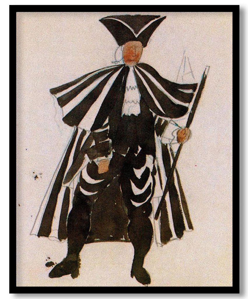 Costume design for ballet Tricorne by Pablo Picasso (1917)