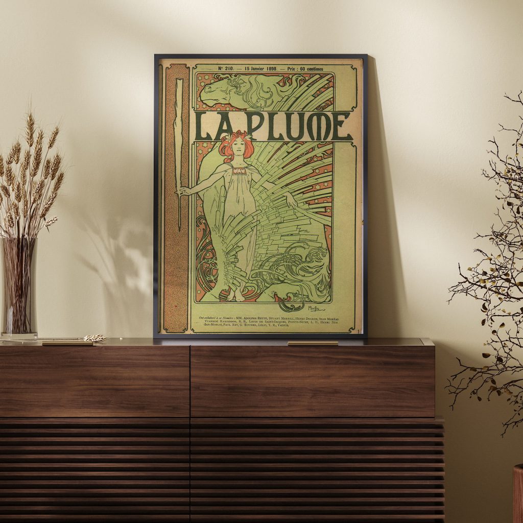 Cover composed by Mucha for the french literary and artistic Review La Plume by Alphonse Mucha (1898)