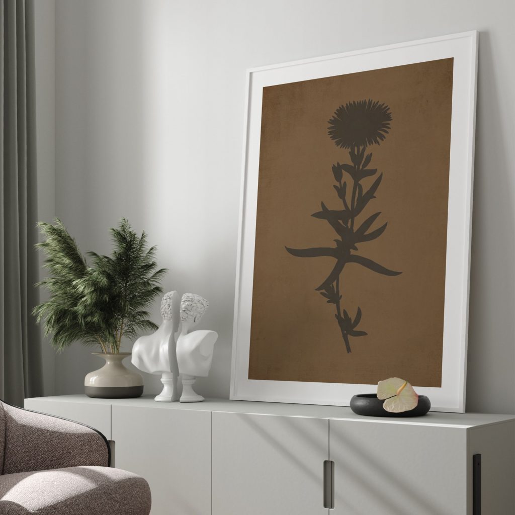 Botanical Flowering Silhouette Brown – Wall Painting