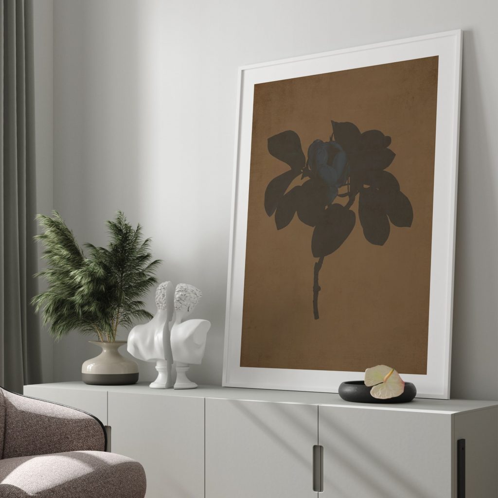 Botanical Dark Flower Silhouette – Wall Hanging