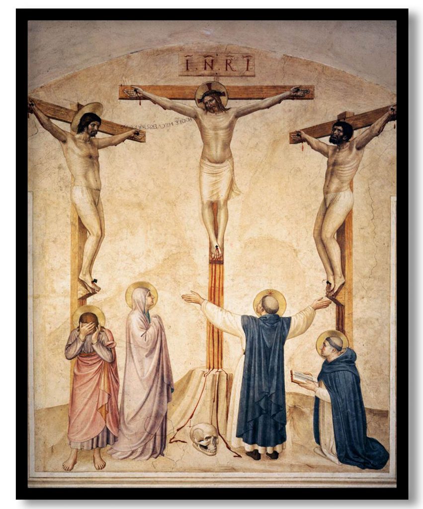 Crucifixion with Mourners and Sts. Dominic and Thomas Aquinas by Fra Angelico (1441-1442)