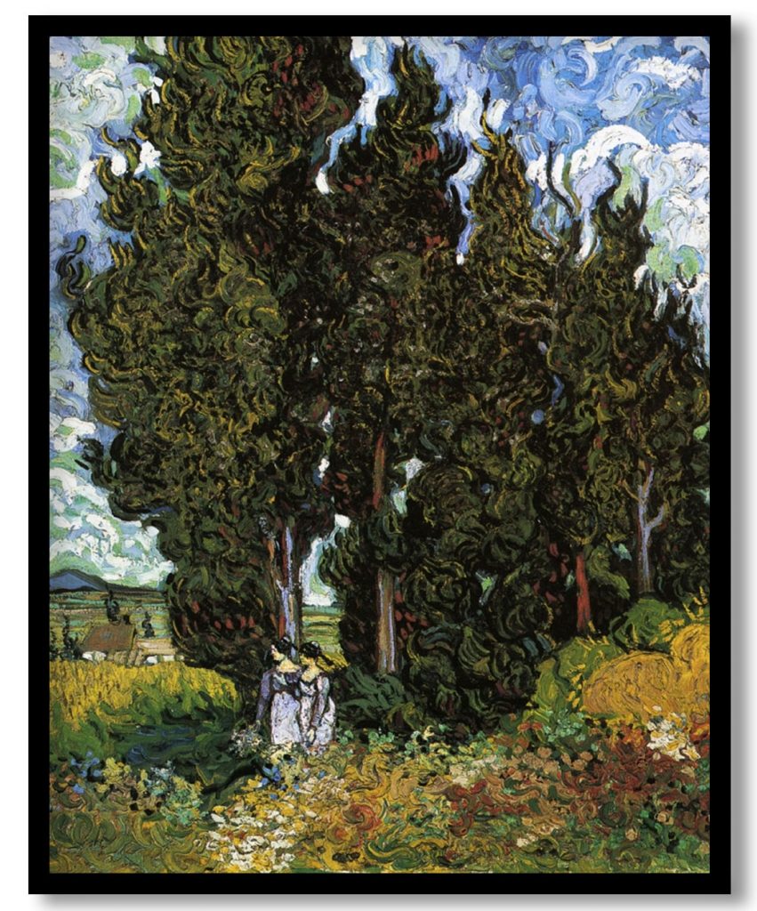 Cypresses with Two Women by Vincent van Gogh (1889)