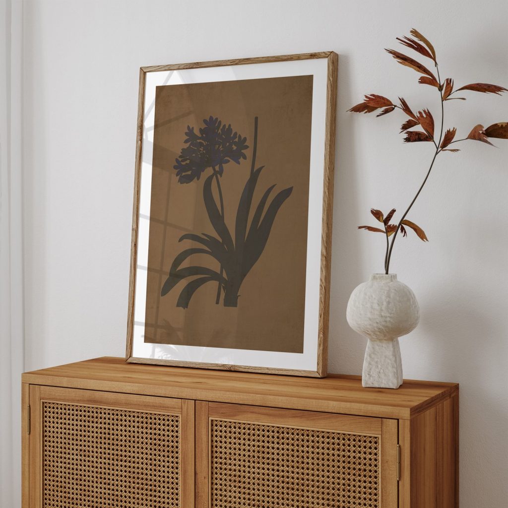 Botanical Dark Purple Plant Silhouette – Wall Painting