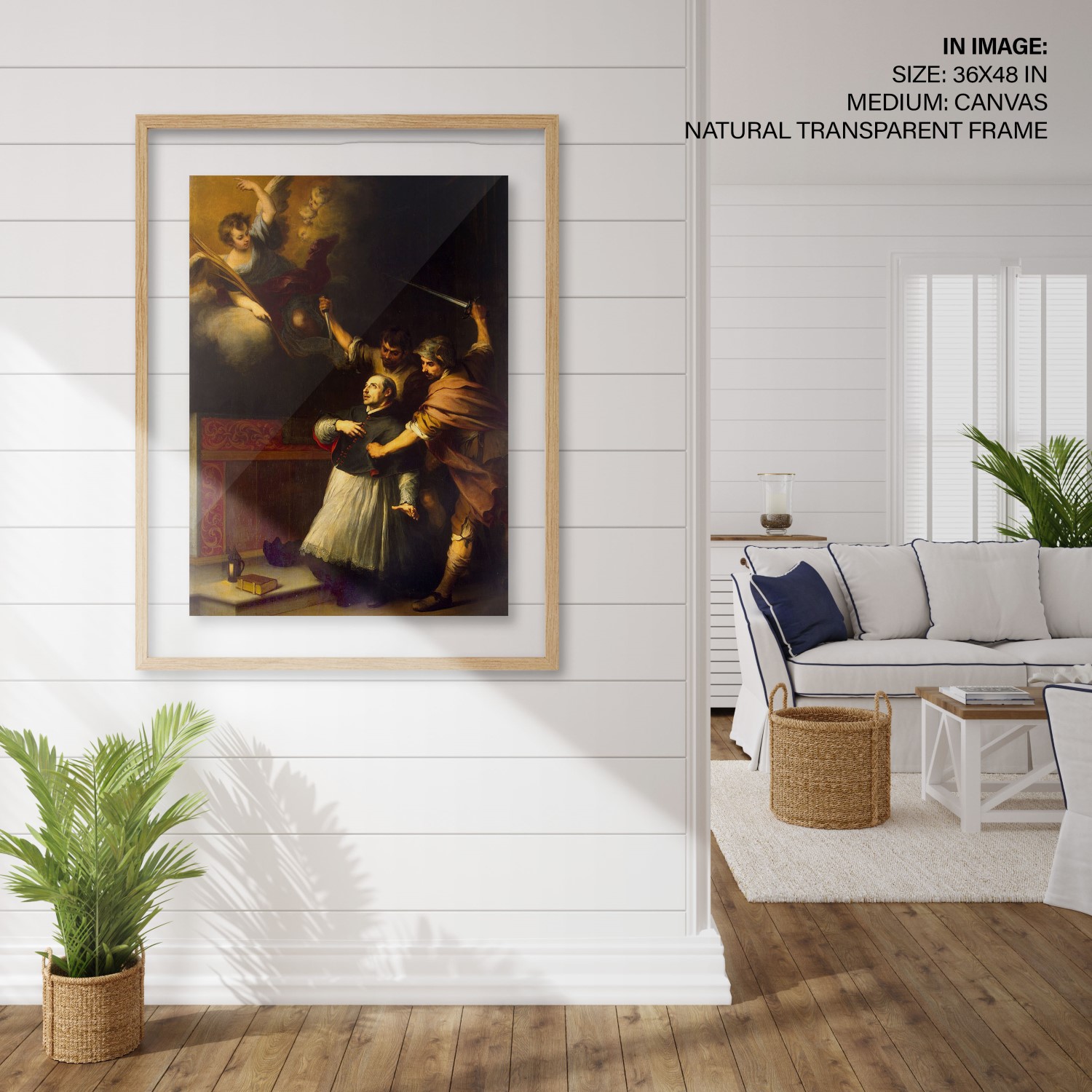 Hampton,Style,Living,Room,Interior,With,Frame,Mockup,,3d,Render