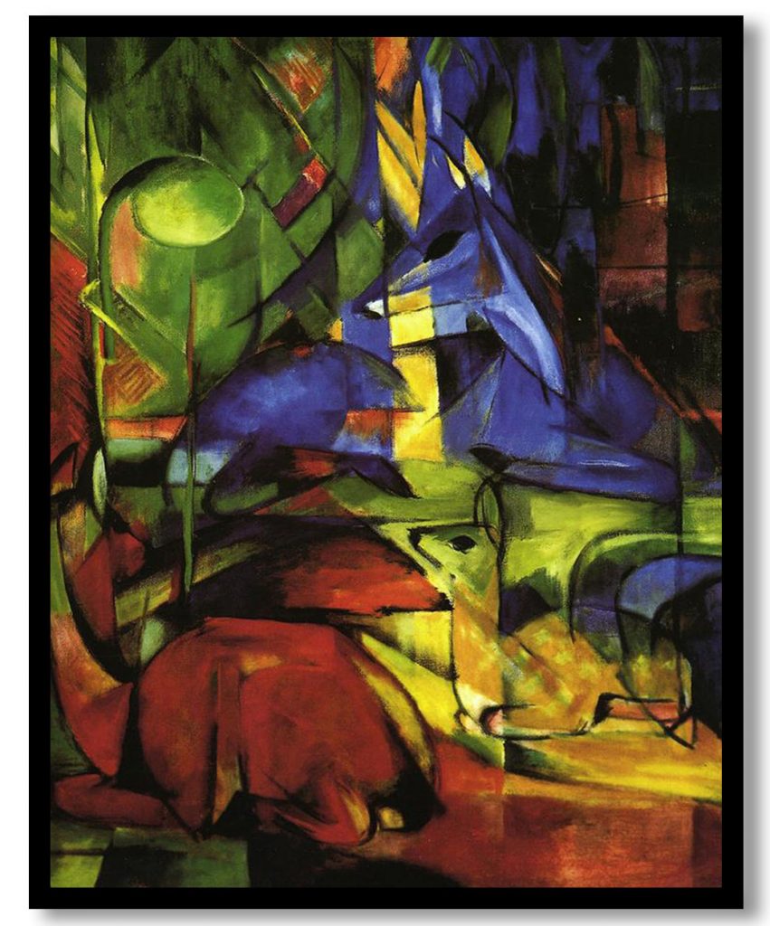 Deer in the Forest II by Franz Marc (1914)