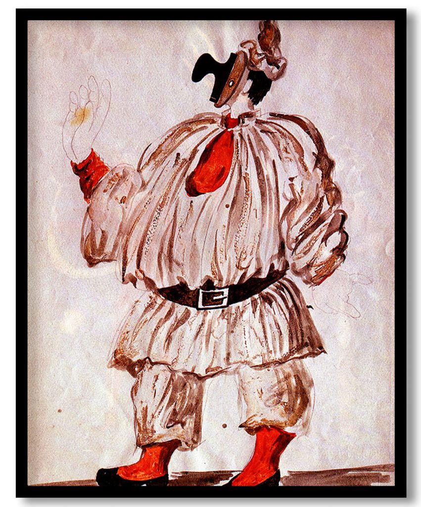 Design of costume for Pulcinella by Pablo Picasso (1920)