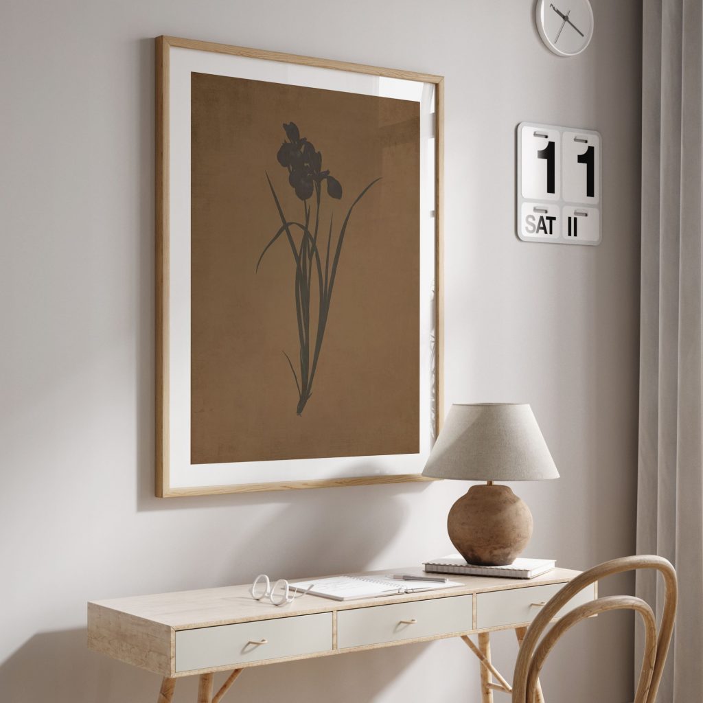 Botanical Iris Silhouette Brown – Wall Decor