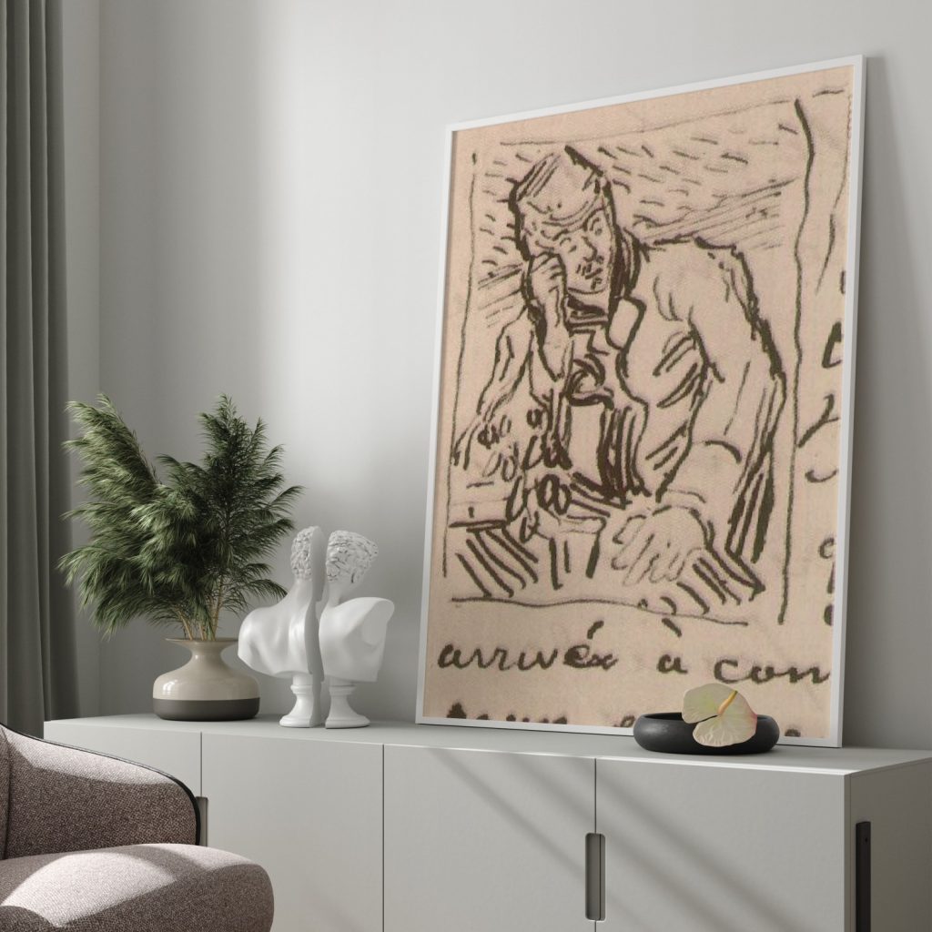 Doctor Gachet Sitting at a Table with Books and a Glass with Sprigs of Foxglove by Vincent van Gogh (1890)