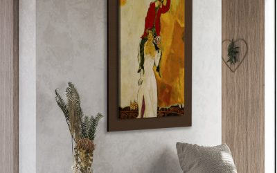 Wall Art | Double portrait with a glass of wine by Marc Chagall