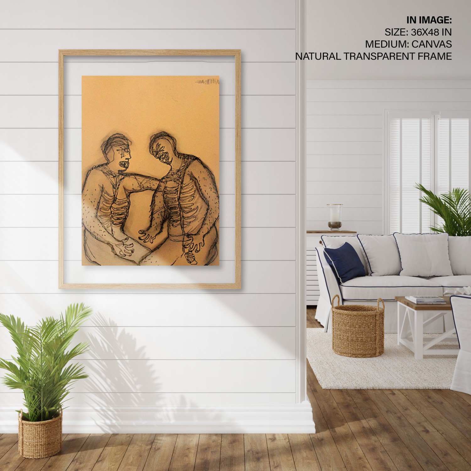 Hampton,Style,Living,Room,Interior,With,Frame,Mockup,,3d,Render