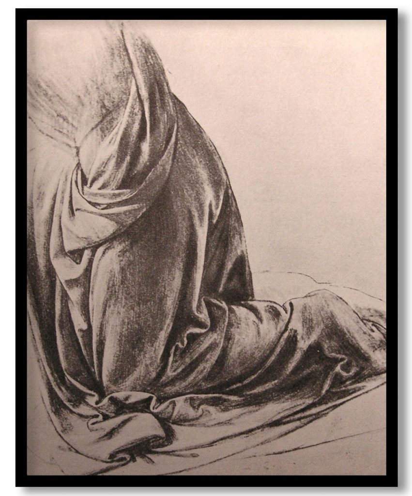 Drawing of drapery by Leonardo da Vinci (1500)