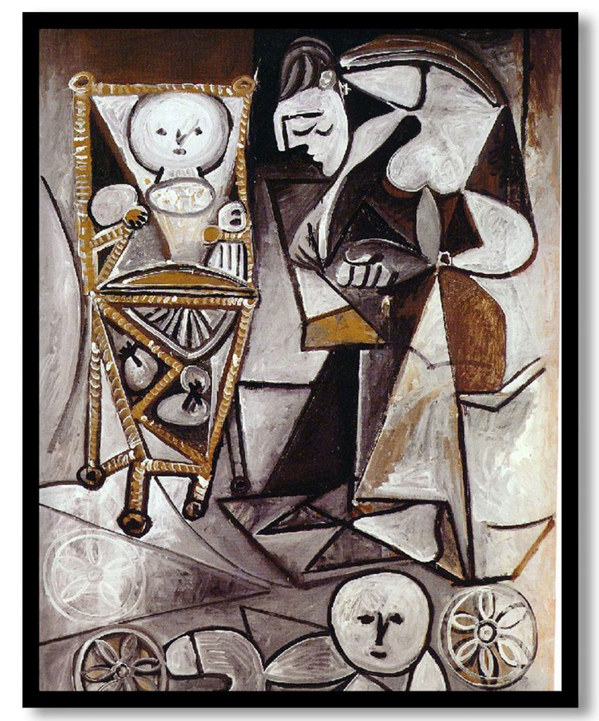 Drawing woman surrounded by her children by Pablo Picasso (1950)