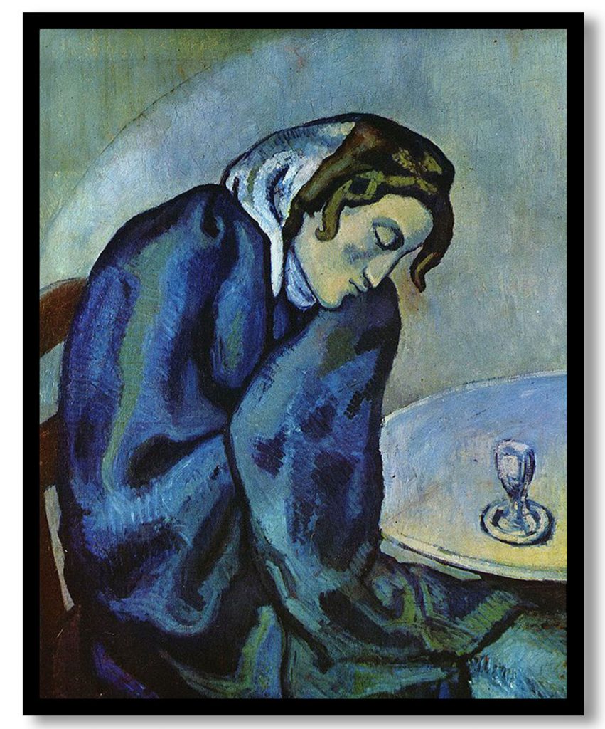 Drunk woman is tired by Pablo Picasso (1902)