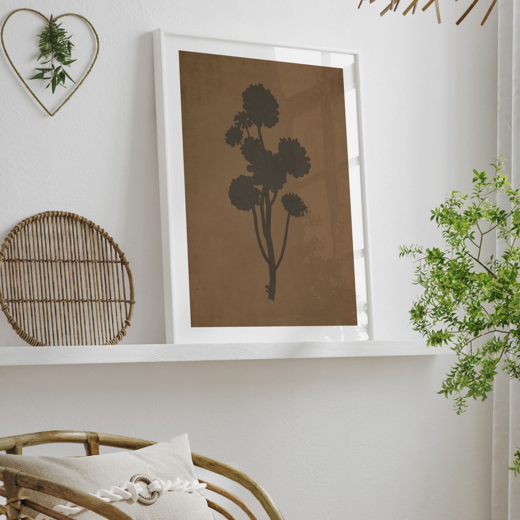 Botanical Dark Flower Cluster Silhouette – Wall Painting