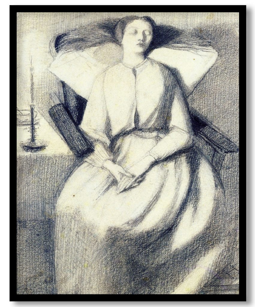 Elizabeth Siddal Seated in a Chair by Dante Gabriel Rossetti (1859-1860)