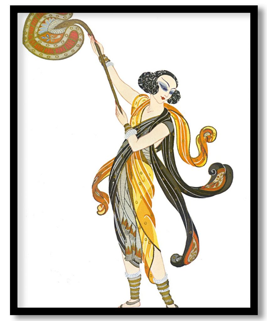 Fan bearing slave girl, Legendary Kings by Erte (Date Unknown)