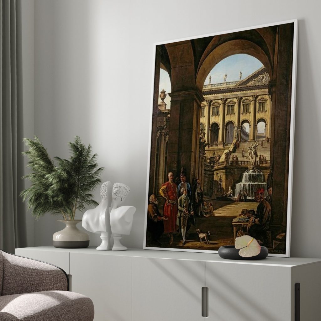 Fantastic architecture with portrait of Franciszek Salezy Potocki and his son Stanisław by Bernardo Bellotto (1764)